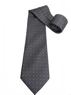 Bijoux Terner Men's 100% Silk Handmade Gray Patterned Tie